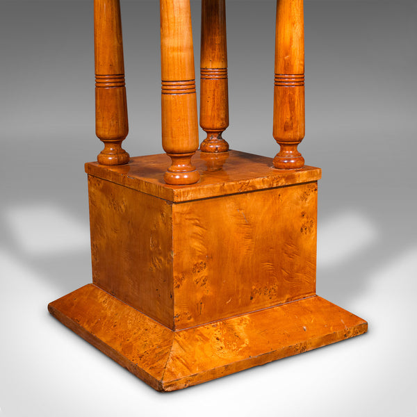 Vintage Podium Hall Table, French, Birds Eye Maple, Lamp, Side, Art Deco, C.1930