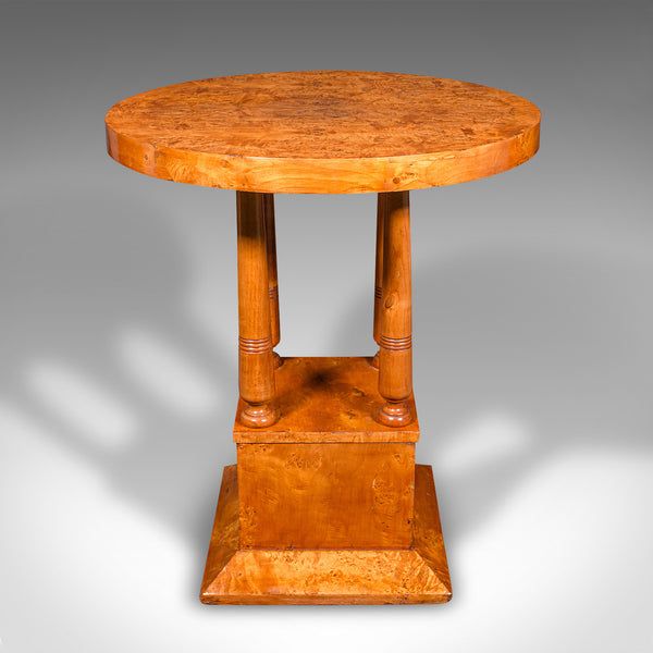Vintage Podium Hall Table, French, Birds Eye Maple, Lamp, Side, Art Deco, C.1930