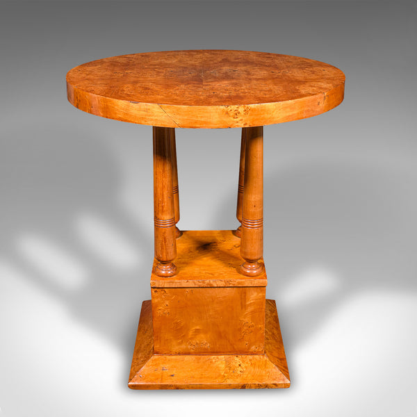 Vintage Podium Hall Table, French, Birds Eye Maple, Lamp, Side, Art Deco, C.1930