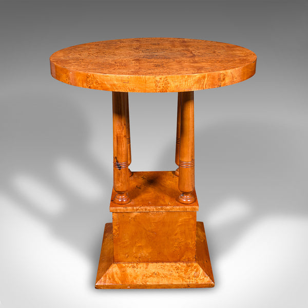 Vintage Podium Hall Table, French, Birds Eye Maple, Lamp, Side, Art Deco, C.1930