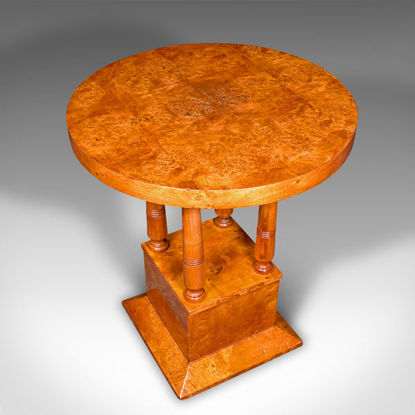 Vintage Podium Hall Table, French, Birds Eye Maple, Lamp, Side, Art Deco, C.1930