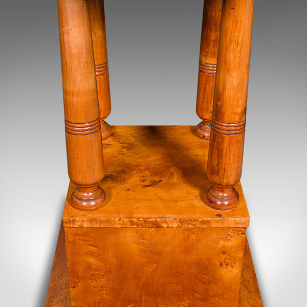 Vintage Podium Hall Table, French, Birds Eye Maple, Lamp, Side, Art Deco, C.1930