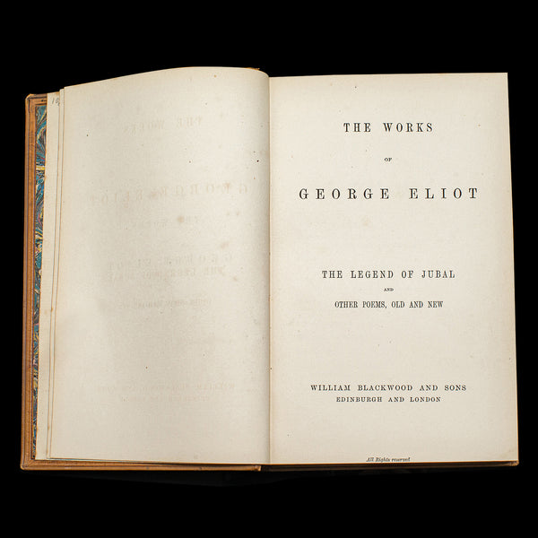 Antique Legend of Jubal, George Eliot, English, Bound, Poetry Book, Victorian