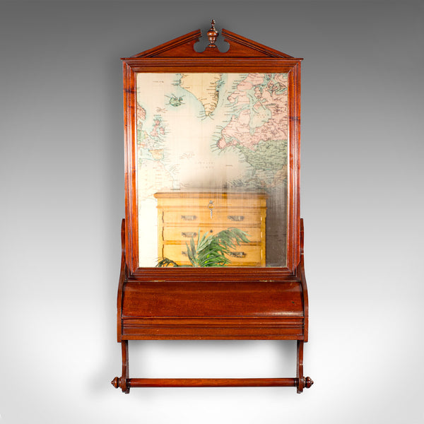 Antique Valet Mirror, Glove Box, English, Reception, Scarf Rail, Victorian, 1900