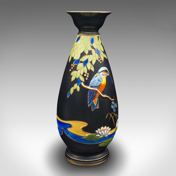 Pair Of Vintage Display Vases, English, Satin Finish, Kingfisher, Art Deco, 1930