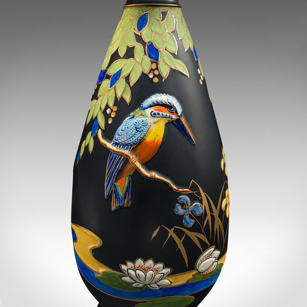 Pair Of Vintage Display Vases, English, Satin Finish, Kingfisher, Art Deco, 1930