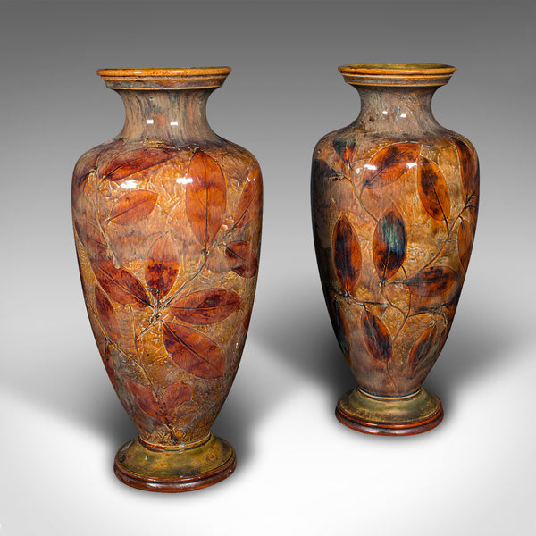 Antique Pair Of Decorative Vases, English, Ceramic Flower Urn, Edwardian, C.1910