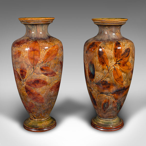 Antique Pair Of Decorative Vases, English, Ceramic Flower Urn, Edwardian, C.1910