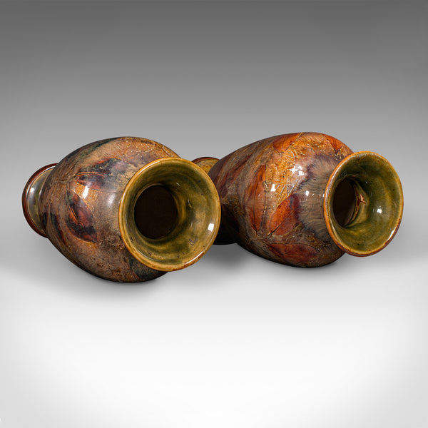 Antique Pair Of Decorative Vases, English, Ceramic Flower Urn, Edwardian, C.1910