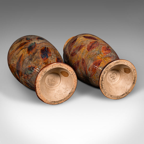 Antique Pair Of Decorative Vases, English, Ceramic Flower Urn, Edwardian, C.1910