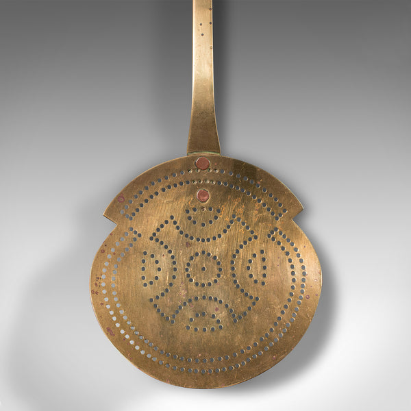 Antique Muffin Toaster, English, Brass, Fireside Warmer Tool, Georgian, C.1800