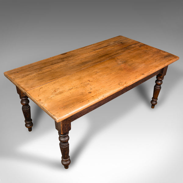 Antique Plank Top Mill Table, English, Pine, Country House, Dining, Victorian