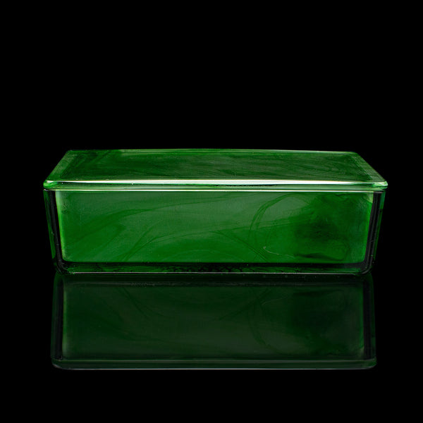 Vintage Lidded Soap Dish, English, Glass, Bathroom Tray, Art Deco, Circa 1930