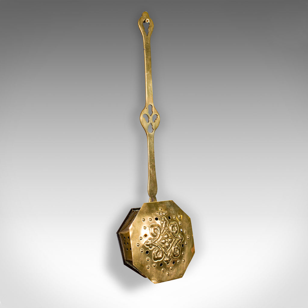 Antique Chestnut Roaster, English, Brass, Hanging Warmer, Georgian, Circa 1800
