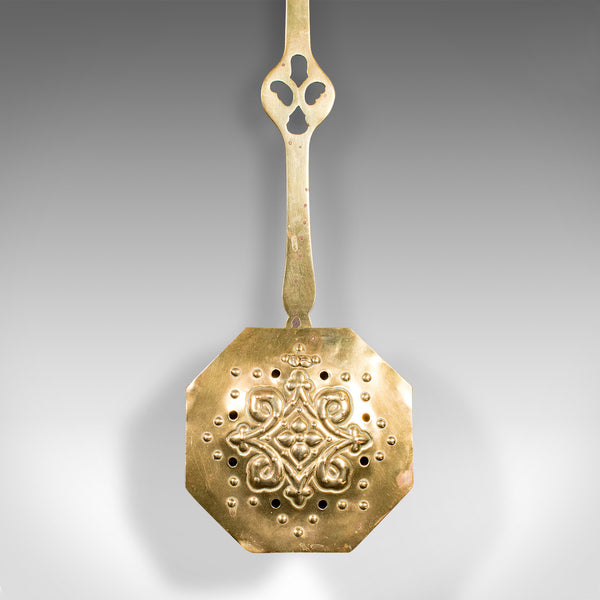 Antique Chestnut Roaster, English, Brass, Hanging Warmer, Georgian, Circa 1800