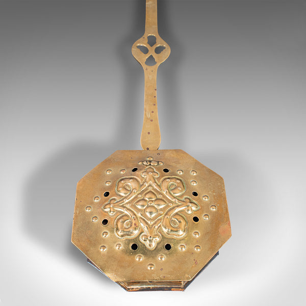 Antique Chestnut Roaster, English, Brass, Hanging Warmer, Georgian, Circa 1800