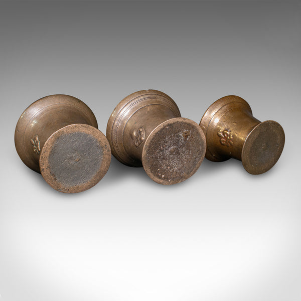 Trio Of Antique Mortars, English, Bronze, Apothecary Pot, William III, C.1700