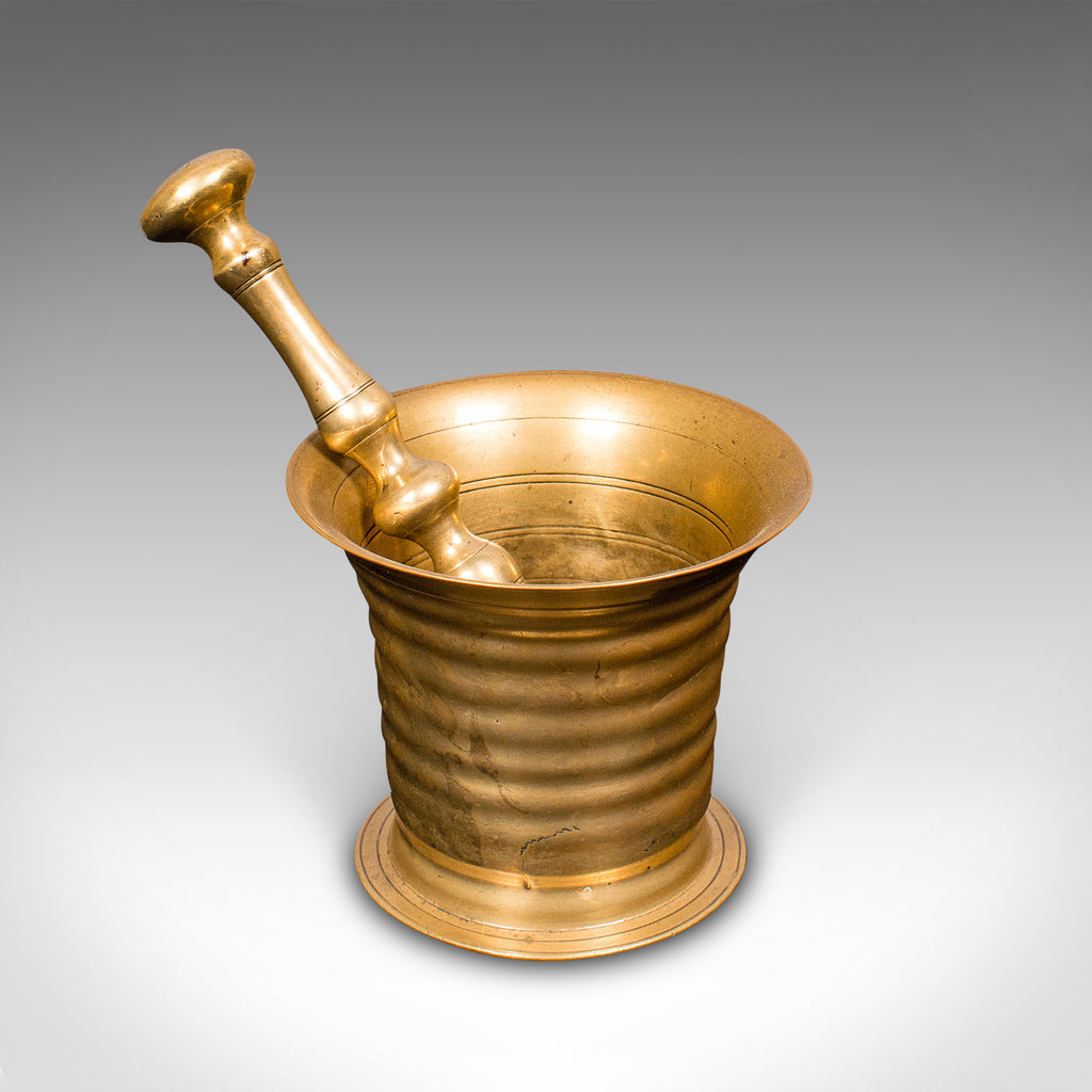 Antique Pestle & Mortar Set, English, Brass, Chemist Shop Instrument, Victorian
