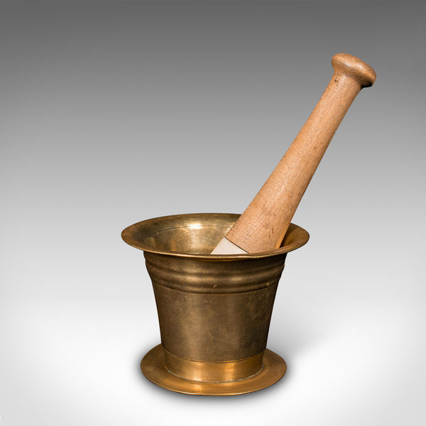 Antique Apothecary Mortar and Pestle, English, Bronze, Beech, Chemist, Victorian