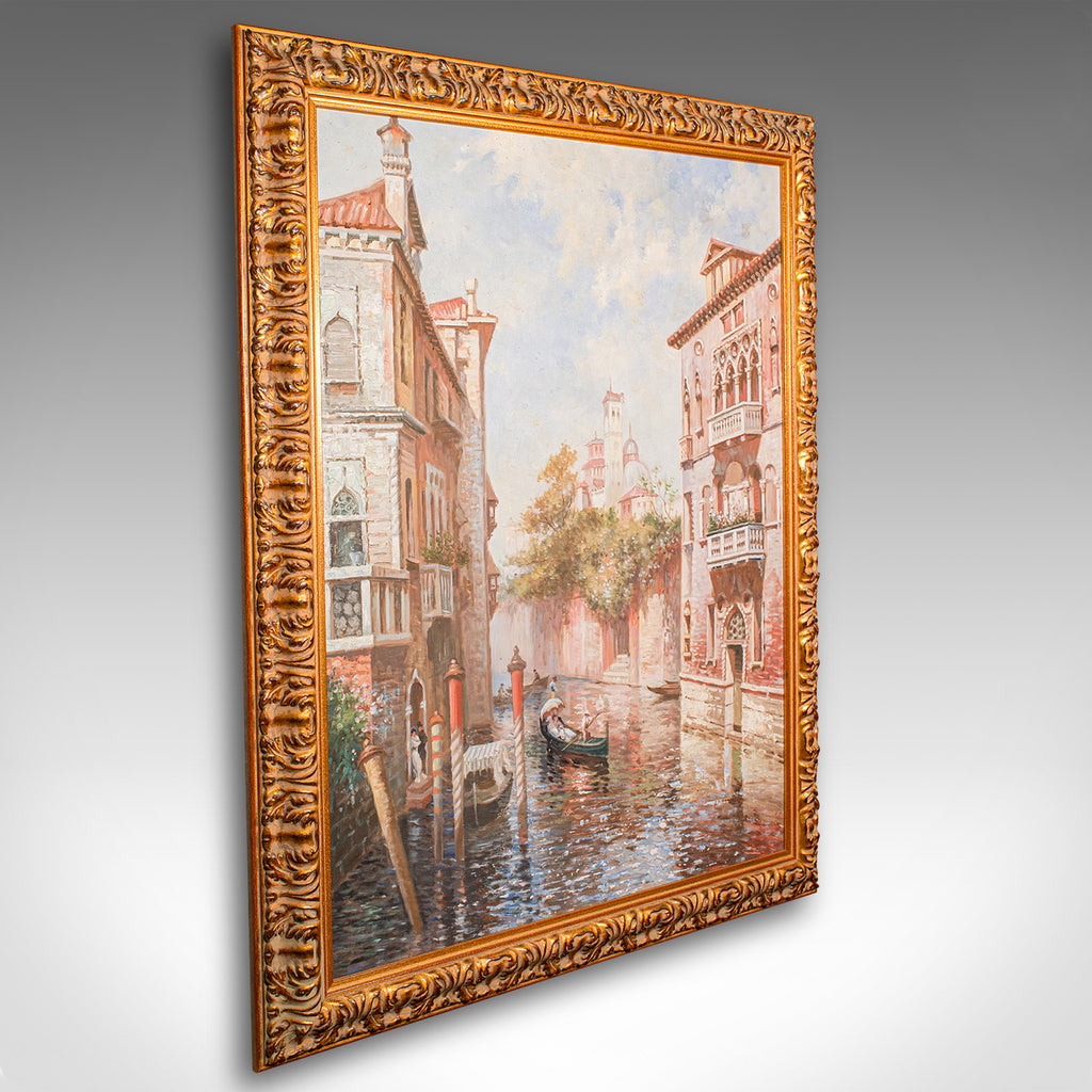 Large Vintage Venetian Painting, Continental School, Oil on Canvas, Venice, 1980