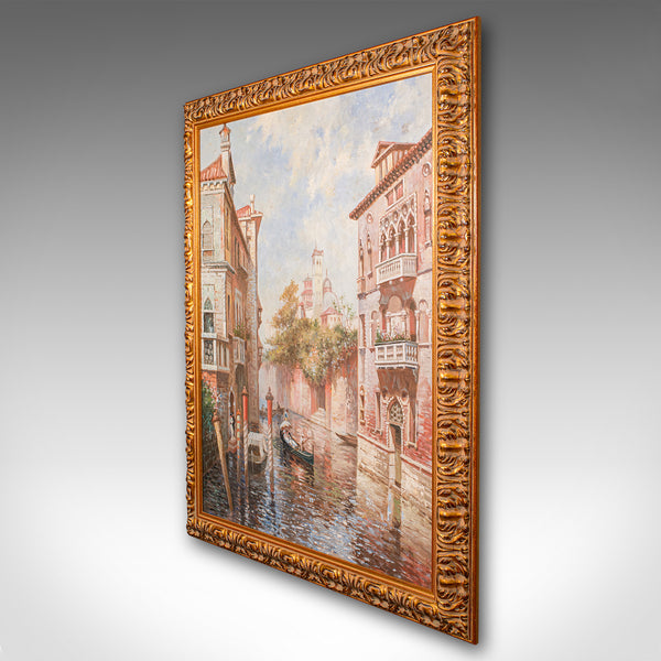 Large Vintage Venetian Painting, Continental School, Oil on Canvas, Venice, 1980