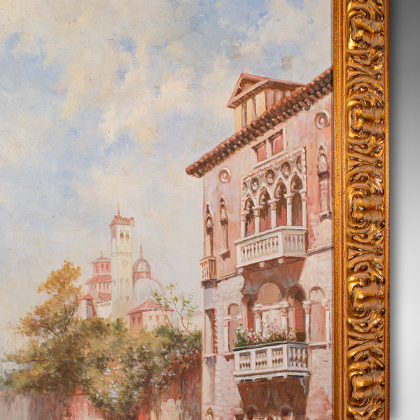 Large Vintage Venetian Painting, Continental School, Oil on Canvas, Venice, 1980