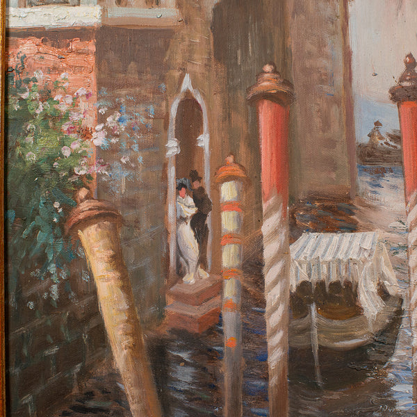 Large Vintage Venetian Painting, Continental School, Oil on Canvas, Venice, 1980