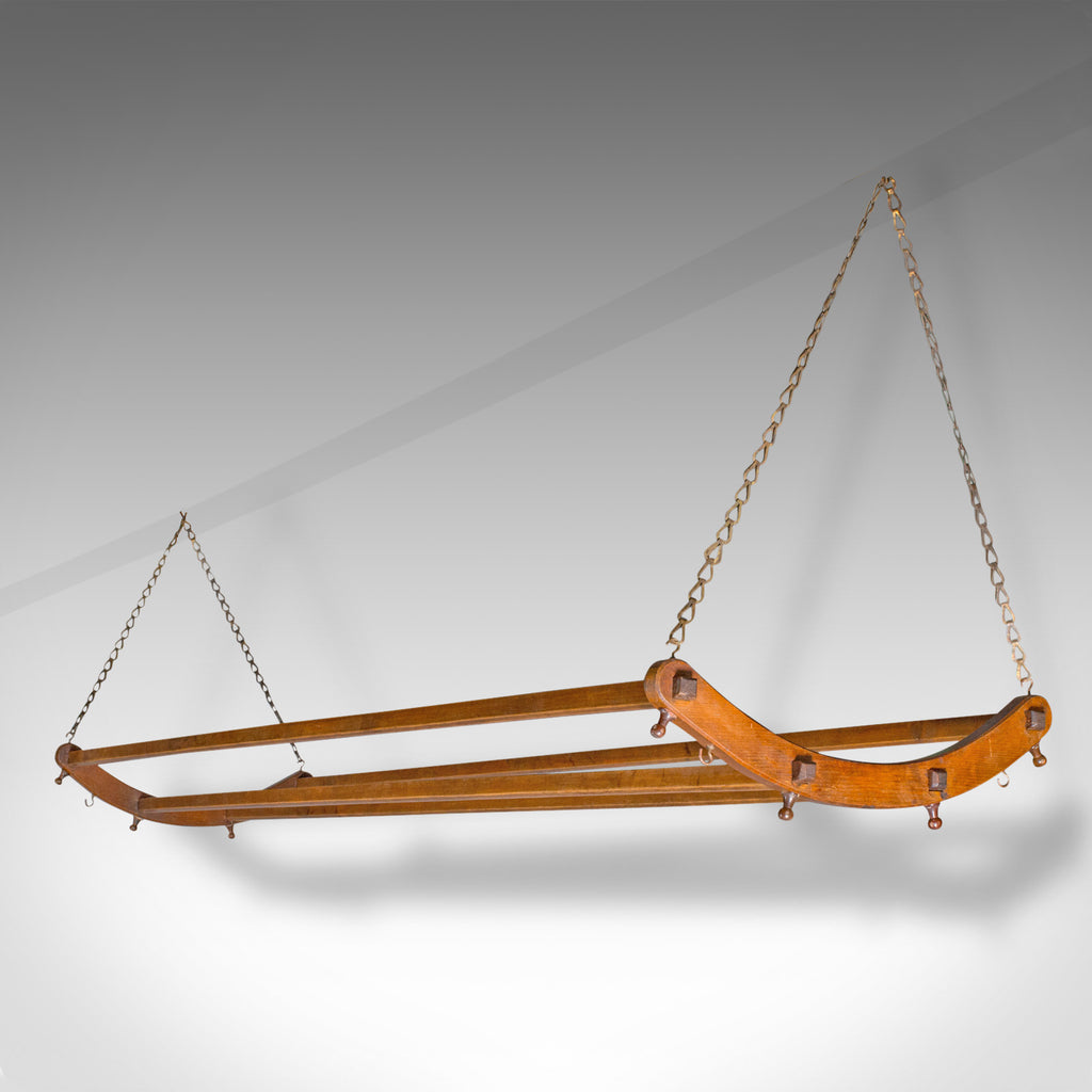 8' Antique Overhead Kitchen Island Rack, English, Aga Pot Storage, Victorian