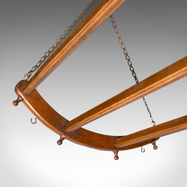 8' Antique Overhead Kitchen Island Rack, English, Aga Pot Storage, Victorian