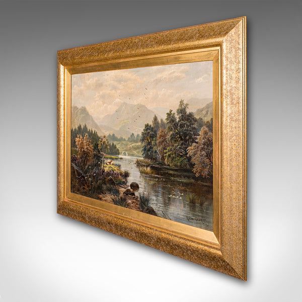 Antique Landscape Painting, British School, Original, Oil on Canvas, Victorian