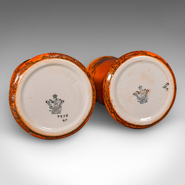 Pair Of Antique Flower Vases, English, Lustre Ceramic, Oriental Taste, C.1920