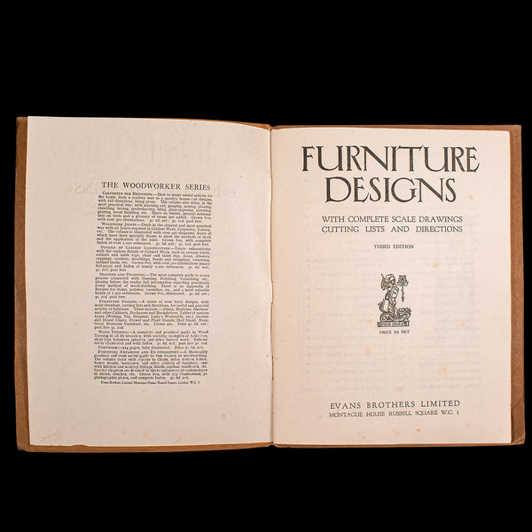 Vintage Furniture Designs Folio, English, Carpenter's Reference Book, Patterns