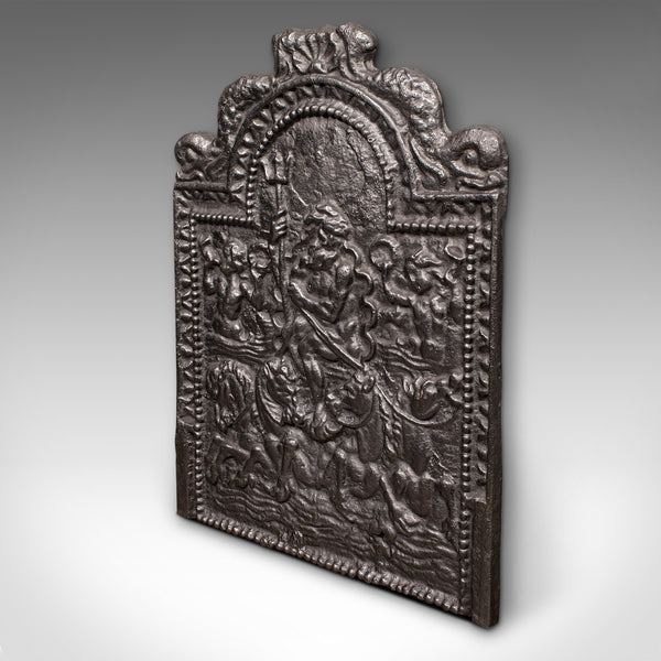 Large Antique Decorative Fire Back, English Cast Iron, Fireplace, Georgian, 1800