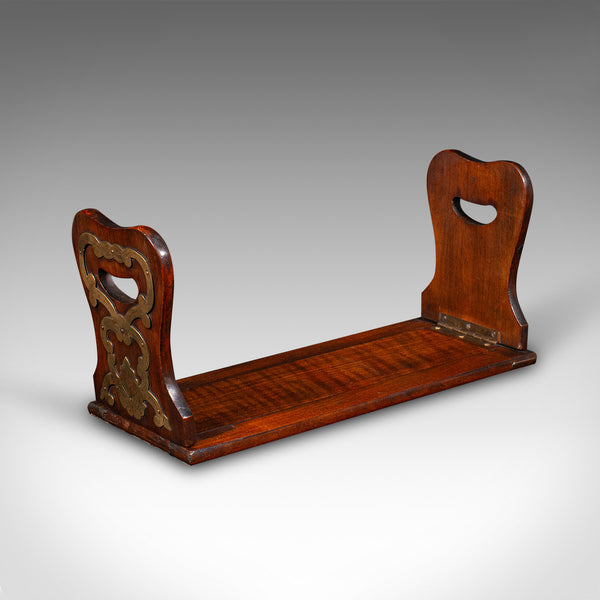 Antique Novel Slide, English, Walnut, Brass Caps, Extending Book Rest, Victorian