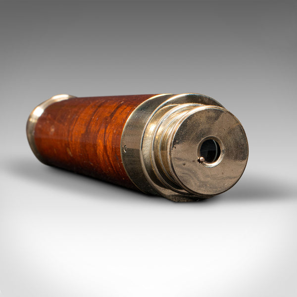 Antique 3 Draw Telescope, English, Fruitwood, Brass, Henry Hughes, Victorian