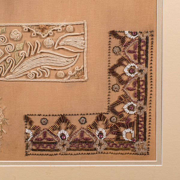 Antique Embroidery Technique Sampler, English, Needlepoint Display, Circa 1915