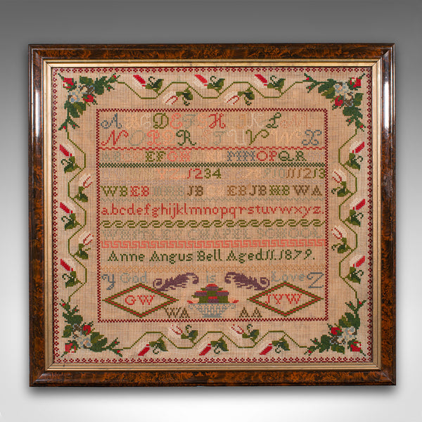 Large Antique School Sampler, English, Needlepoint, Political Poster, Victorian