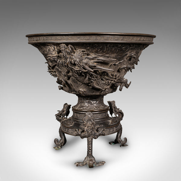 Antique Censer Bowl, Japanese, Bronze, Incense Burner, Dragon, Edo, Victorian