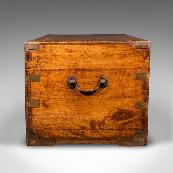 Antique Military Trunk, English, Camphorwood Chest, Blanket Box, Victorian, 1900