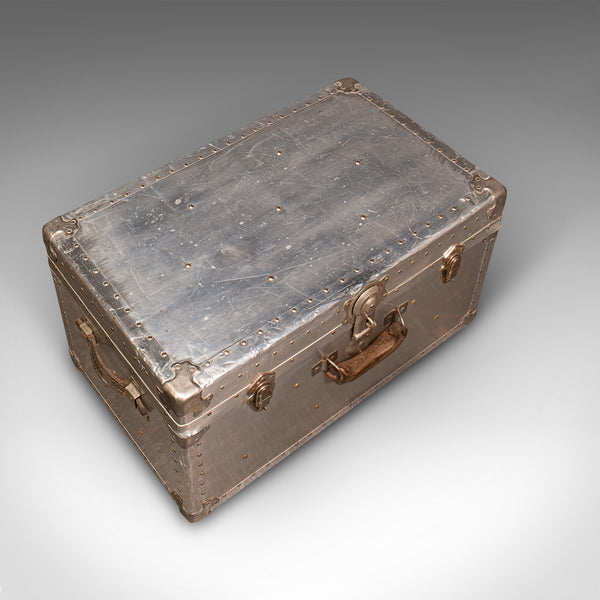Antique Shipping Trunk, Continental, Aluminium, Travelling Chest, Edwardian