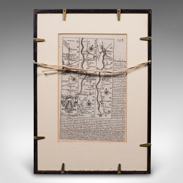 Antique Road Map, Bristol to Weymouth, English, Framed Cartography, Georgian