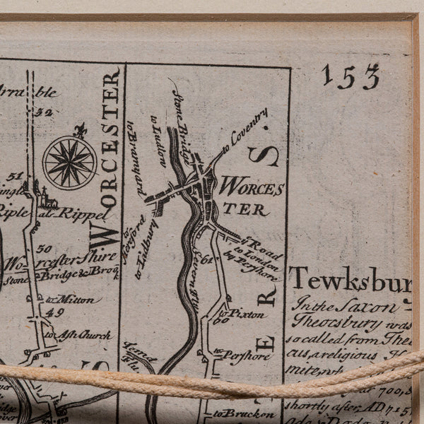 Antique Road Map, Bristol to Weymouth, English, Framed Cartography, Georgian
