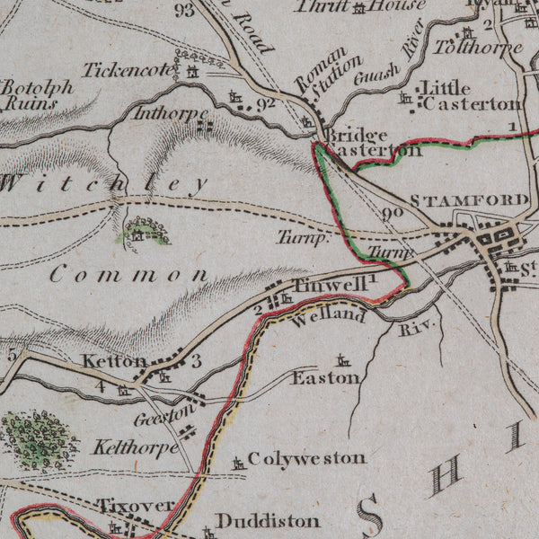 Antique County Map, Rutlandshire, Framed Atlas Cartography, John Cary, Georgian