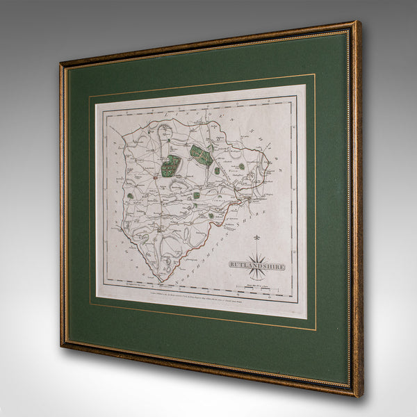 Antique County Map, Rutlandshire, Framed Atlas Cartography, John Cary, Georgian