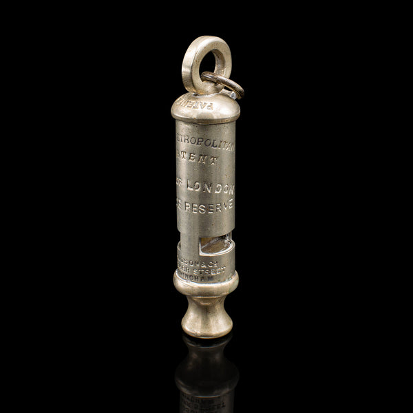 Antique London Police Whistle, English, Brass, Patented, J Hudson, Birmingham