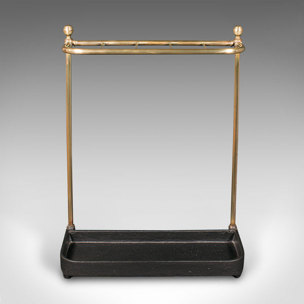 Antique Stick Loop Stand, English, Brass, Hallway, Umbrella Rack, Late Victorian