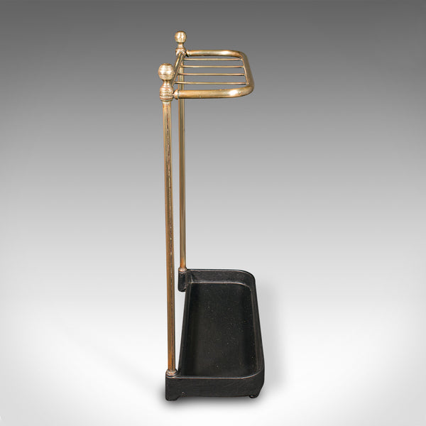 Antique Stick Loop Stand, English, Brass, Hallway, Umbrella Rack, Late Victorian