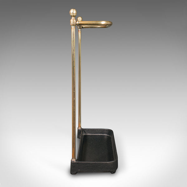 Antique Stick Loop Stand, English, Brass, Hallway, Umbrella Rack, Late Victorian