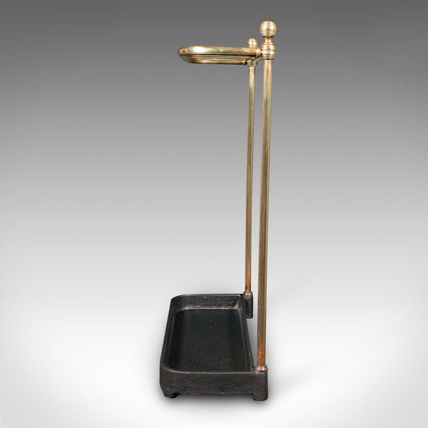 Antique Stick Loop Stand, English, Brass, Hallway, Umbrella Rack, Late Victorian
