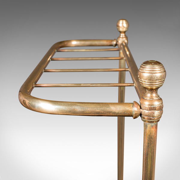 Antique Stick Loop Stand, English, Brass, Hallway, Umbrella Rack, Late Victorian